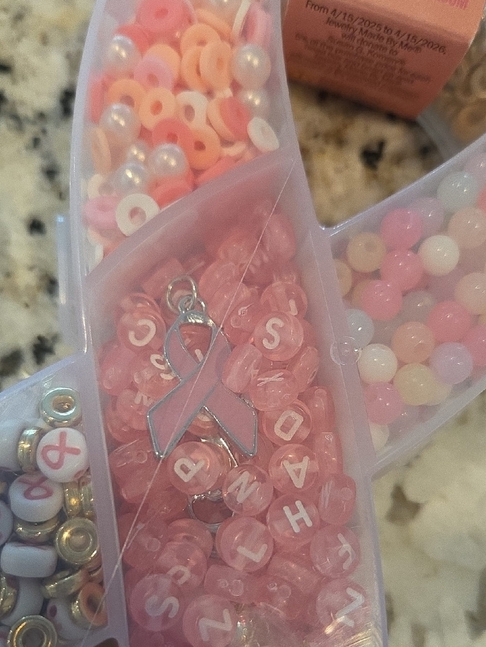 Pink Ribbon Bead Mix Craft Kit - Picture 5 of 7
